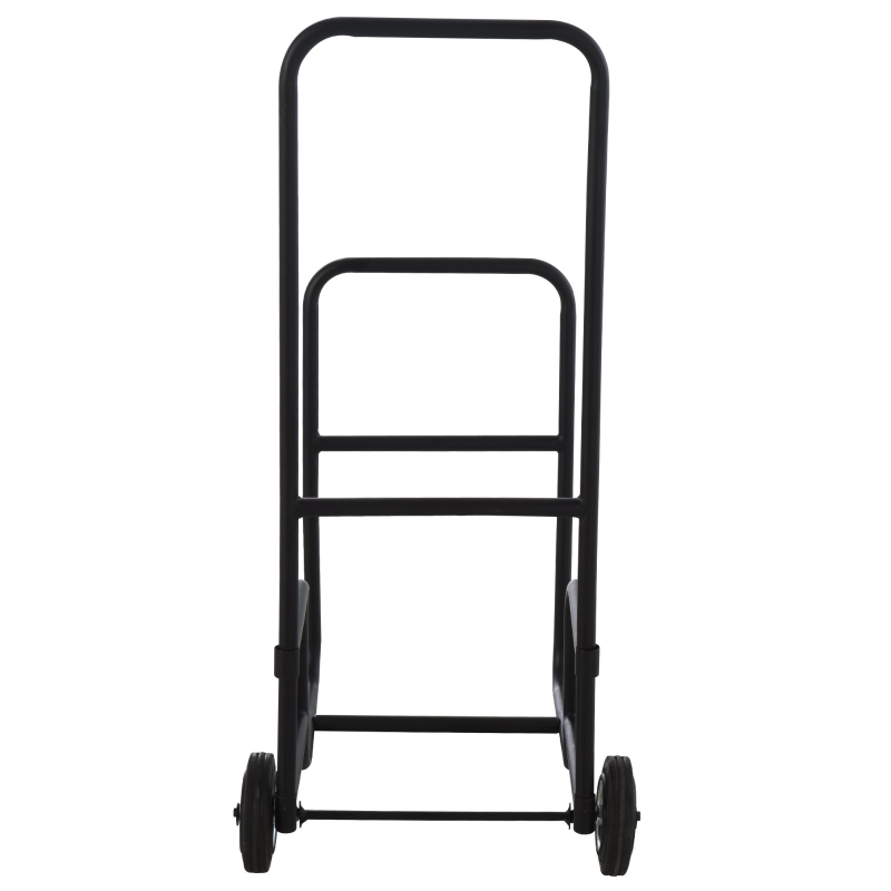Outsunny Suport pentru lemne de foc Suport lemne cu 2 roti carucior din metal negru