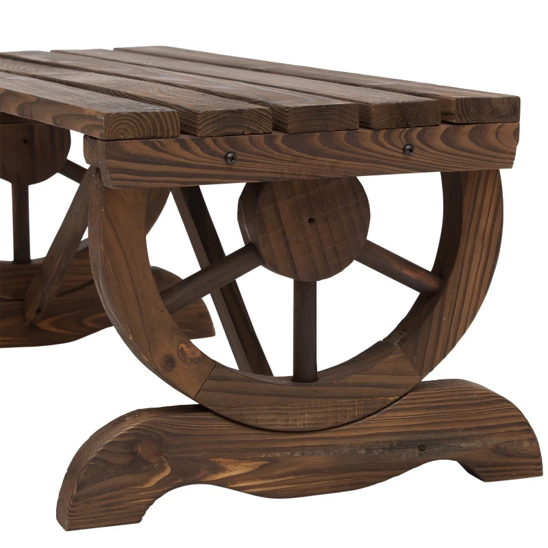 Outsunny Banca de Gradina cu 2 locuri din lemn de molid, Maro 105x50x53cm