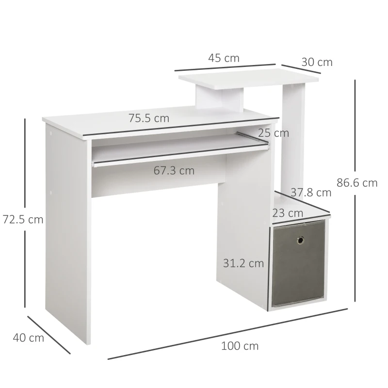 Homcom Birou Modern pentru PC – Cu Blat, Sertar & Suport Tastatura