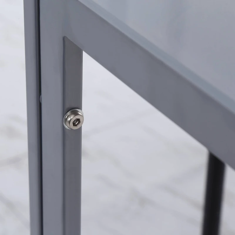 Homcom Masa Patrata Gri – Metal & Sticla pentru Pranz