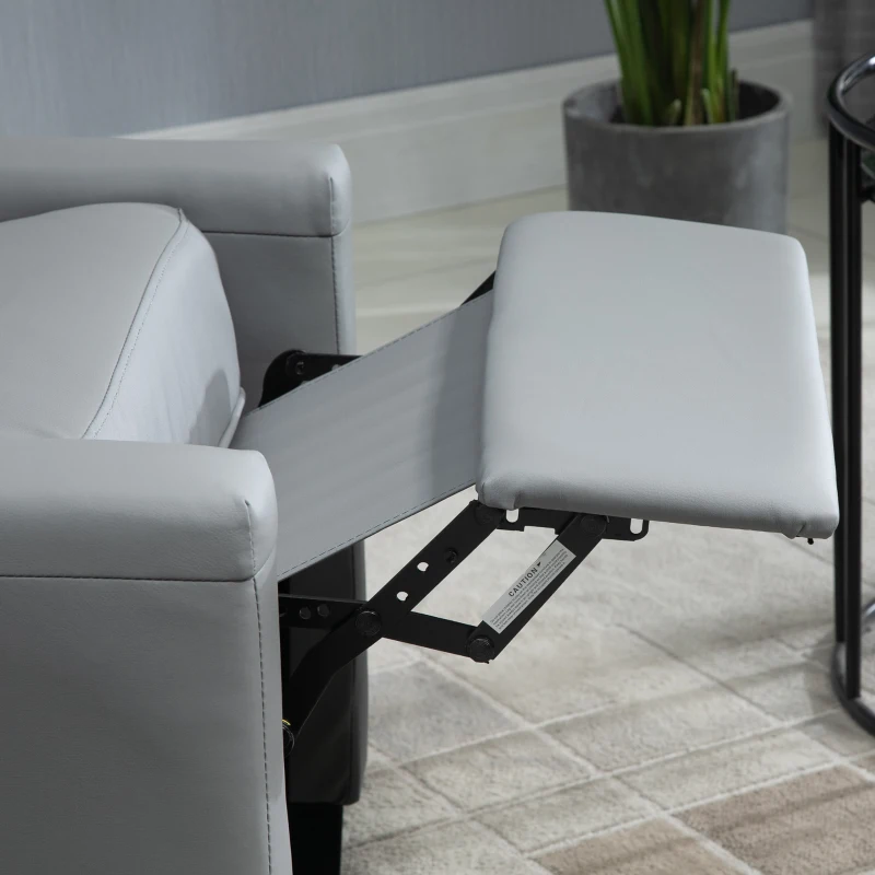 HOMCOM Fotoliu Relax Capitonat si Rabatabil Manual, din Imitatie de piele, 70,5x86x99cm - Gri