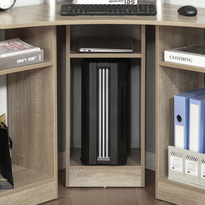 HOMCOM Birou Unghiular pentru Camera Birou pentru Computer din Lemn cu Raft pentru Monitor