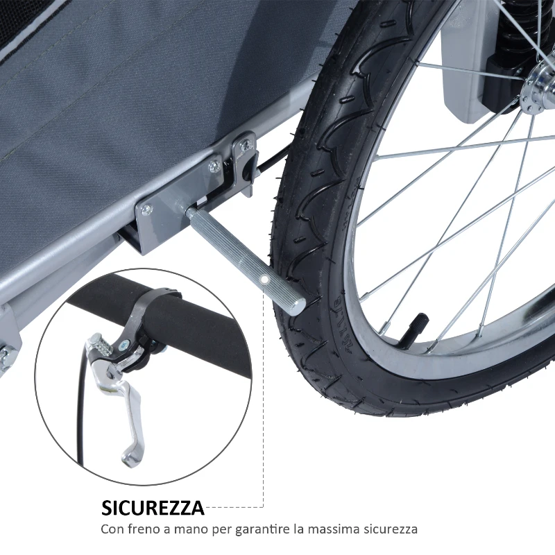 Pawhut Remorca Bicicleta Caini – 130×90×110 cm, Verde & Ventilata
