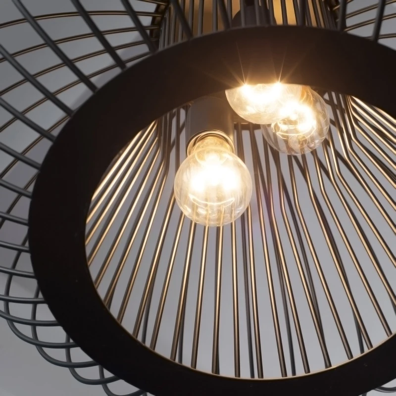 HOMCOM Lustră de plafon design modern cu fixare E27 și înălțime reglabilă, Plafoniera suspendata Ф50x150cm – negru