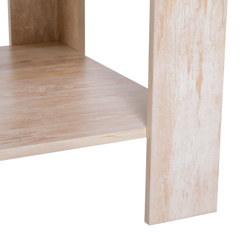 Homcom Masa pentru Cafea Joasa pe 2 Niveluri Culoare Lemn Stejar Deschis 110x65x47cm