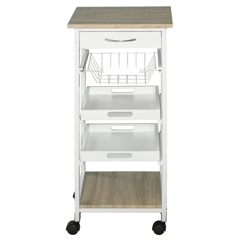 Homcom Carucior Bucatarie Alb – Compact & Eficient, 82 cm