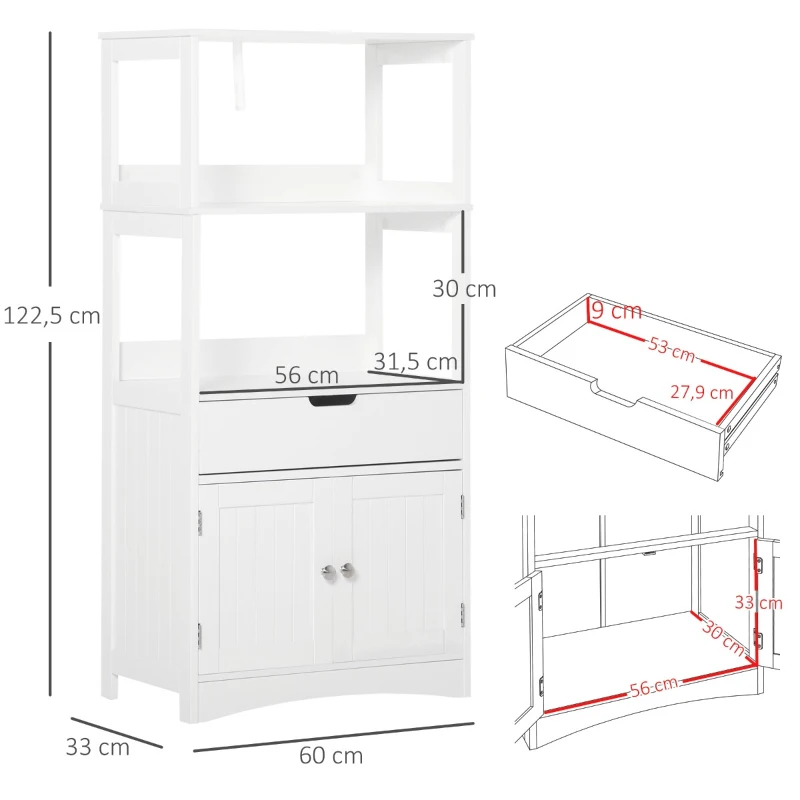 kleankin Dulap multifunctional cu rafturi, MDF, 60x30x122.5 cm, Alb(m-3)