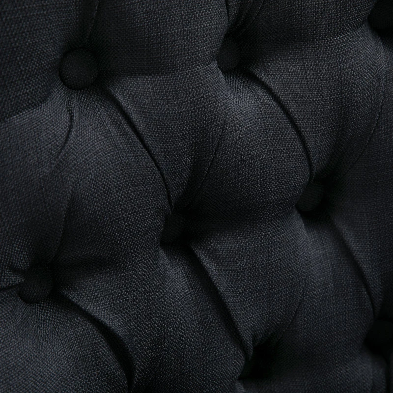 Homcom Scaun pentru Pranz Eleganta Captusita Invelis din Lin cu Nasturi Matlasati Negru