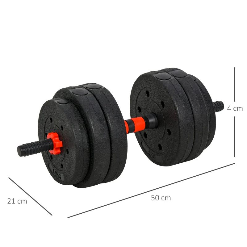 Homcom Set Gantere/Haltera 25 kg cu 12 discuri reglabile