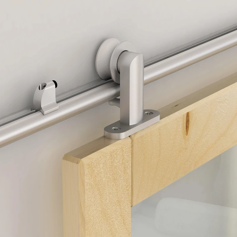 HOMCOM Kit asamblare usi glisante cu sina 200x3,15x2,5cm argintiu