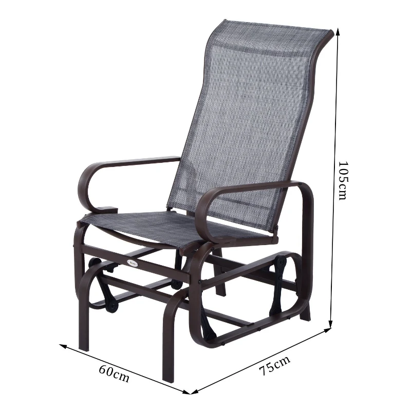 Outsunny Sedia a Dondolo da Giardino, Marrone e grigio, 75×60×105cm