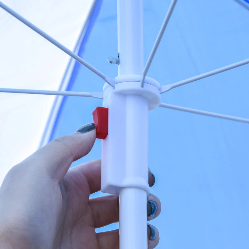 Outsunny Set Sezlong de Plaja pentru Copii, cu Umbrela Alba si Albastra