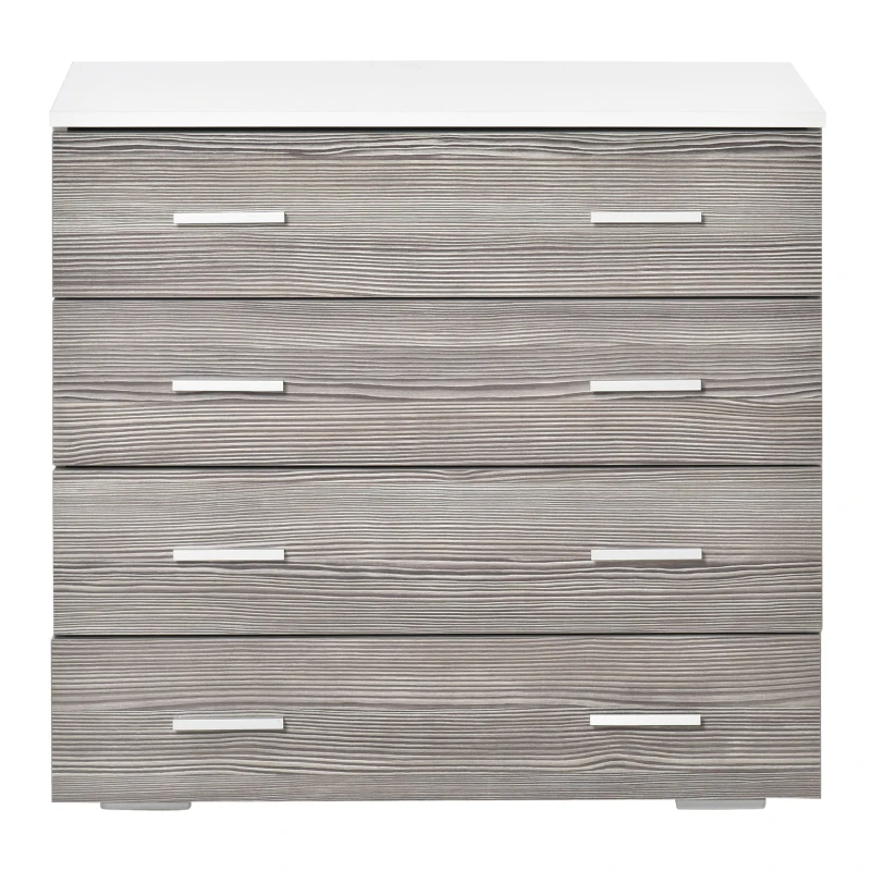HOMCOM Comoda cu 4 sertare din lemn cu manere din aluminiu 76x35x72cm