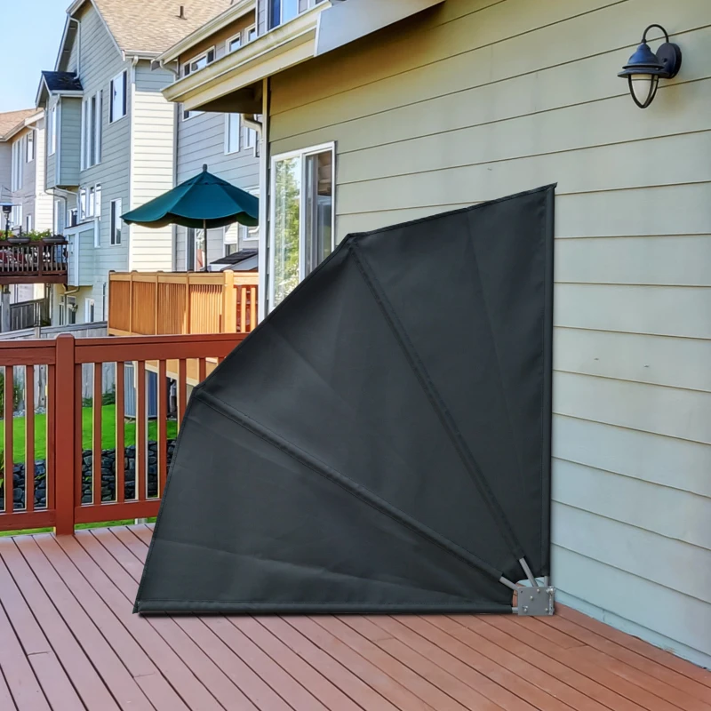 Outsunny Cortina cu Baldachin care se Inchide din Poliester Gri Inchis