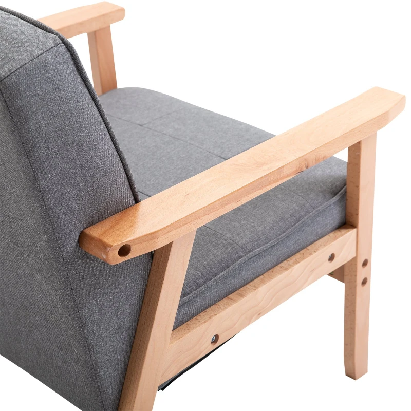 HOMCOM Fotoliu Vintage Stil Scandinav Moale și Confortabil Capitonat cu Butoni, 64,5x70x74 cm, Gri