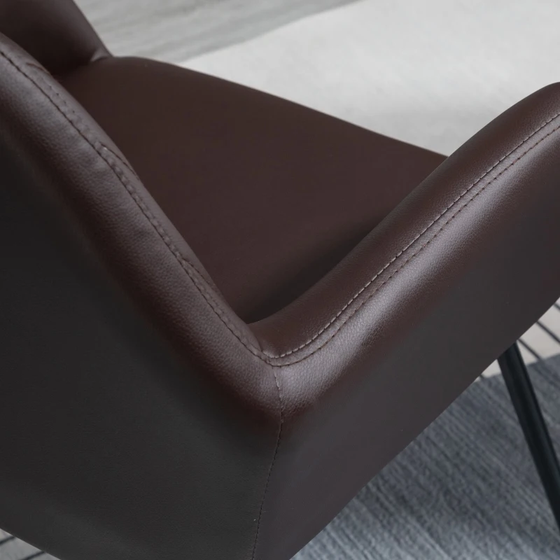 Homcom Set 2 Scaune 60×56,5×85 cm – Piele Sintetica Maro, Design Modern