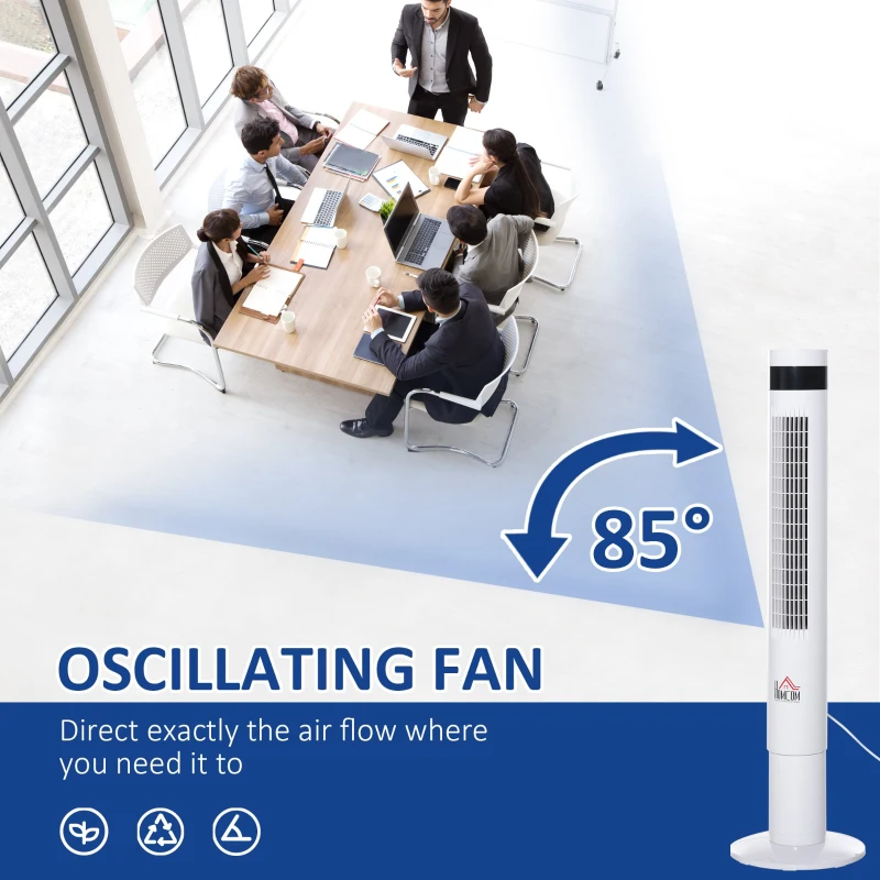 Homcom ventilator tip coloana, telecomanda inclusa,  alb