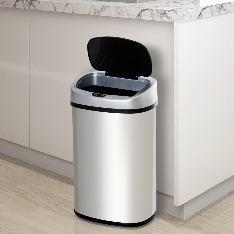 Homcom Pattumiera in Acciaio Inox con Apertura Automatica con Sensore 48 Litri