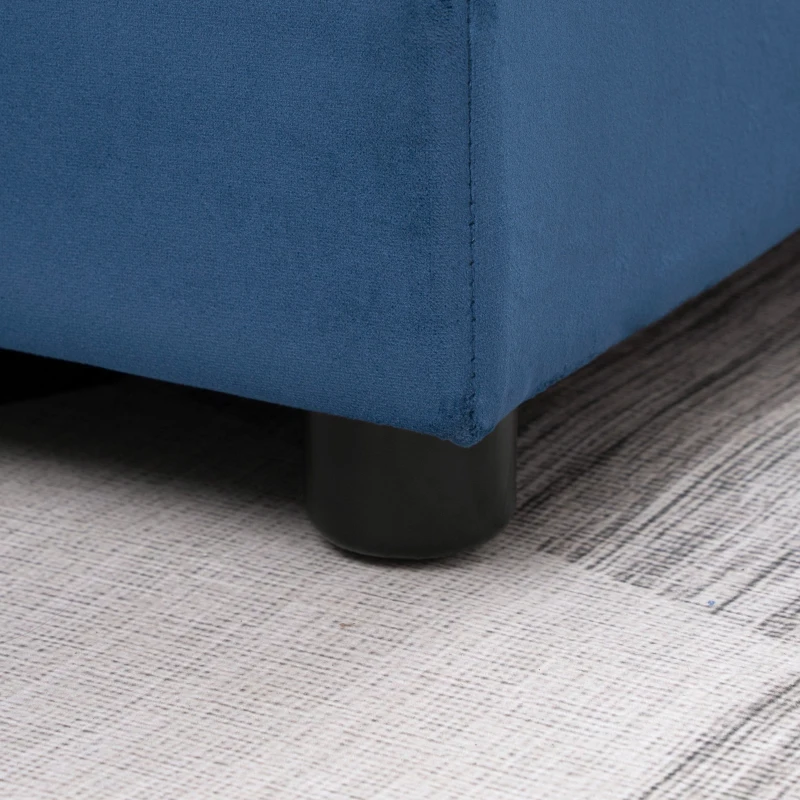 HOMCOM Canapea Extensibilă pe Colț cu 3 Locuri, Canapea Tapițată cu Compartiment de Depozitare, 232x141x85 cm, Albastru(m-8)