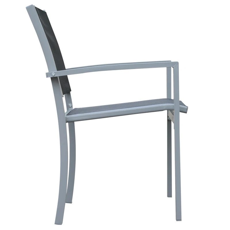 Outsunny Set 2 Scaune de Extern in Textilen si Otel, Negru si Gri