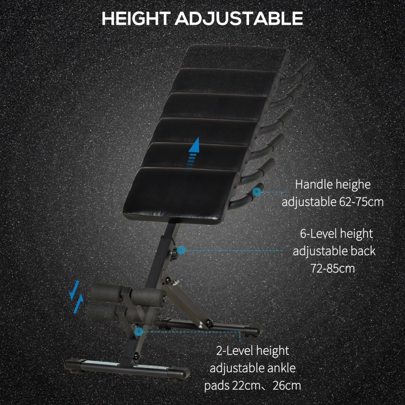 HOMCOM Banca de Fitness cu Inaltime Reglabila, Scaun roman pentru Acasa si Sala de sport, 100x57x72-85cm - Negru