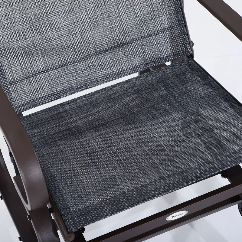 Outsunny Sedia a Dondolo da Giardino, Marrone e grigio, 75×60×105cm