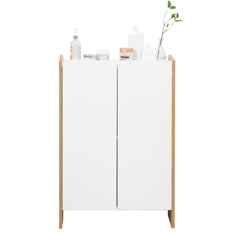 HOMCOM Dulap modern cu 2 usi 2 parti de spatiu interior alb culoare stejar