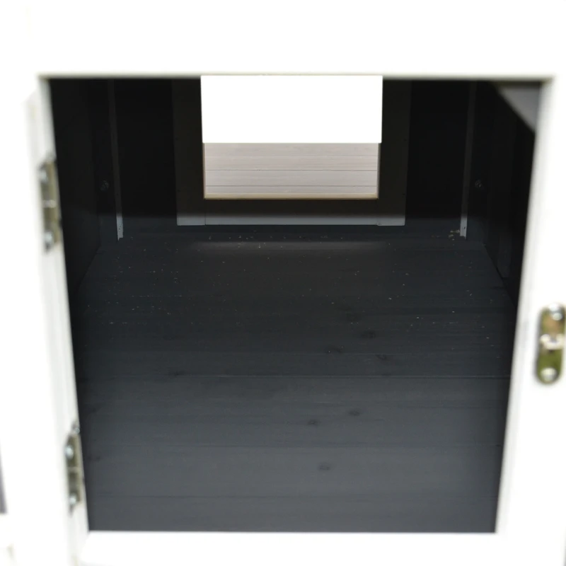 PawHut cusca inaltata cu balcon si acoperis, 83x66.5x74.7 cm