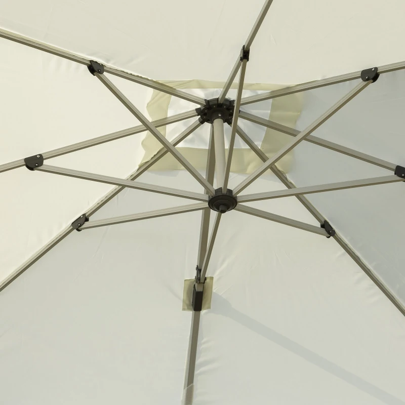 Outsunny Umbrela de gradina rotativa 360°, 2.96x2.96x2.65, alb