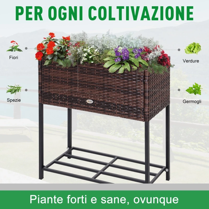 Outsunny Ghiveci Efect Rachita cu Raft Maro (70cm x 30cm x 72cm)