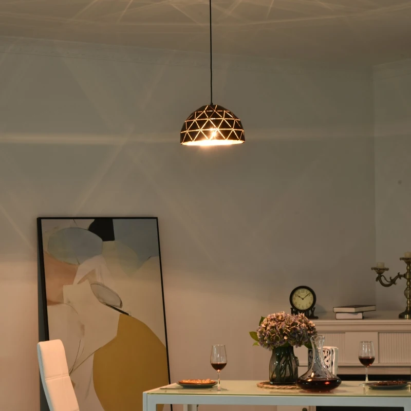 HOMCOM Lampa Vintage Suspendata Inaltime Reglabila Casa si Birou, Neagra