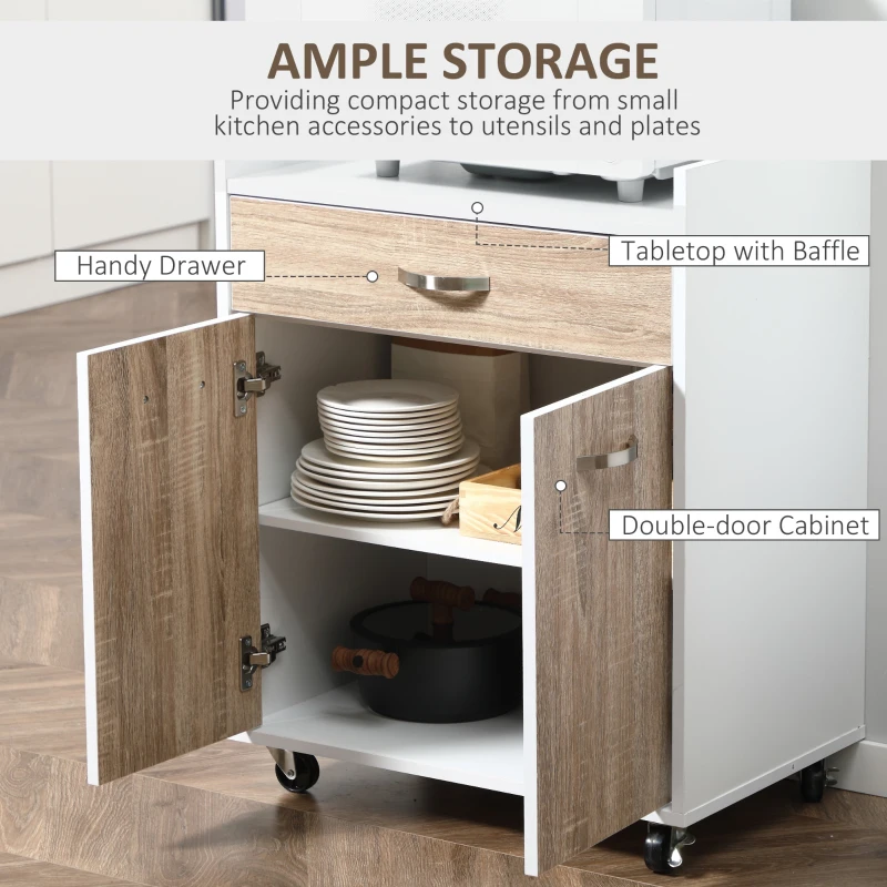 HOMCOM carucior bucatarie, cu dulap si sertar, 60x40x77cm(m-4)
