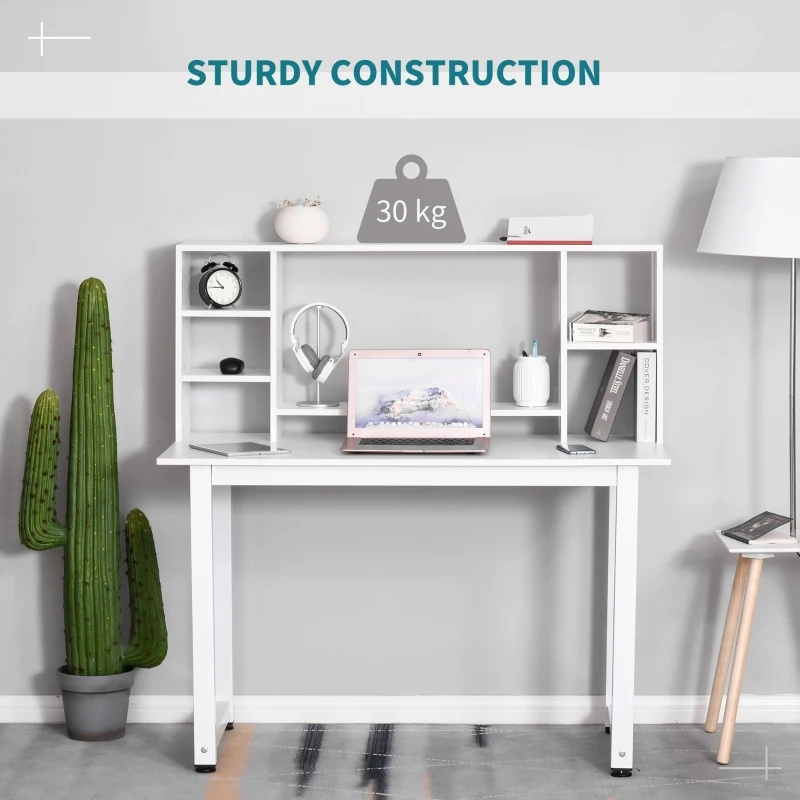 HomCom birou cu rafturi, lemn, 120x60x125 cm, alb