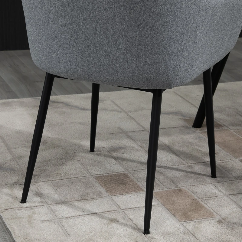 Homcom Set 2 Scaune Gri – Tapitate pentru Bucatarie sau Living