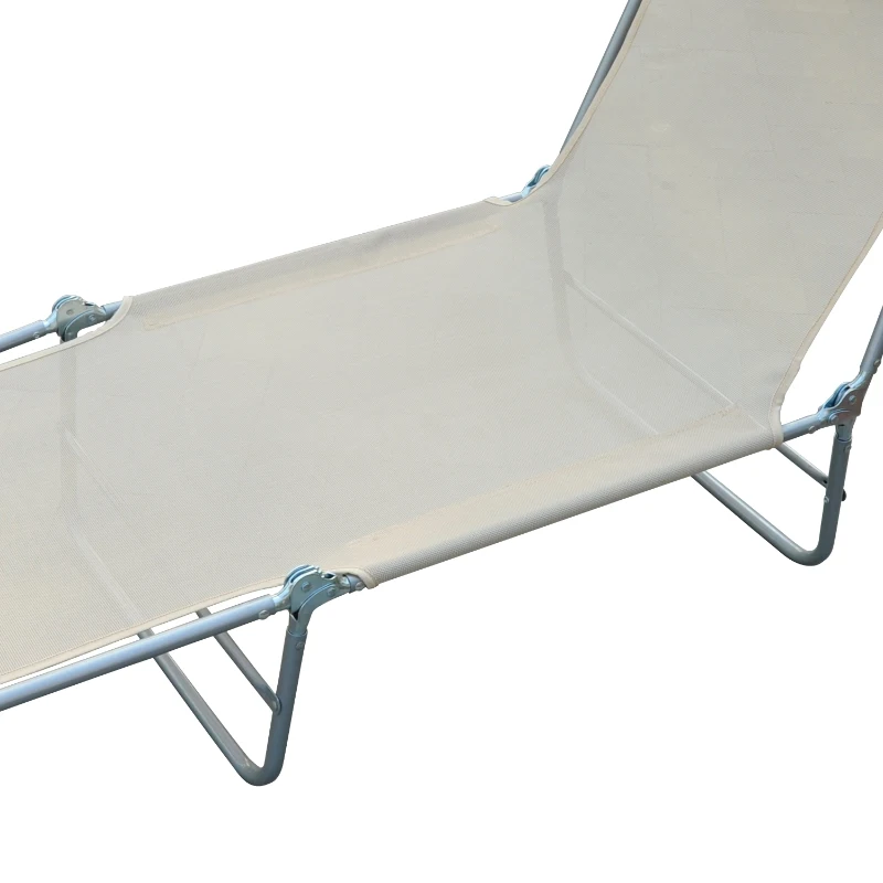 Outsunny sezlong pliabil si reglabil, 182x56x28cm, crem
