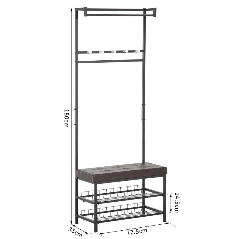 HomCom Banca Vestiar in Metal captusita, Maro, 72.5x35x180cm