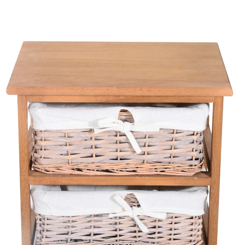 HomCom Mobilier cu 5 Cosuri din Rachita și Lemn ,Culoare lemn si alb, 40x29x90cm