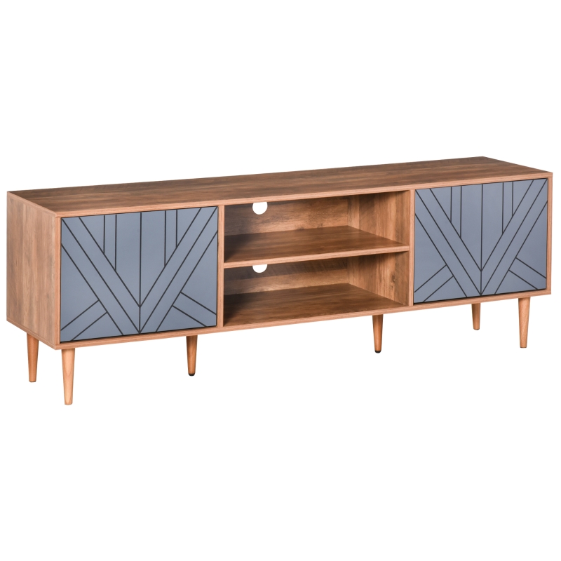 HOMCOM Mobile TV con 2 Armadietti e Mensole per TV Fino 60'' Teak e Grigio
