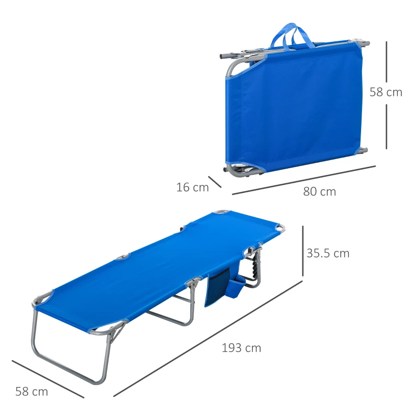 Outsunny sezlong pliabil, portabil, 58x193x 35.5cm