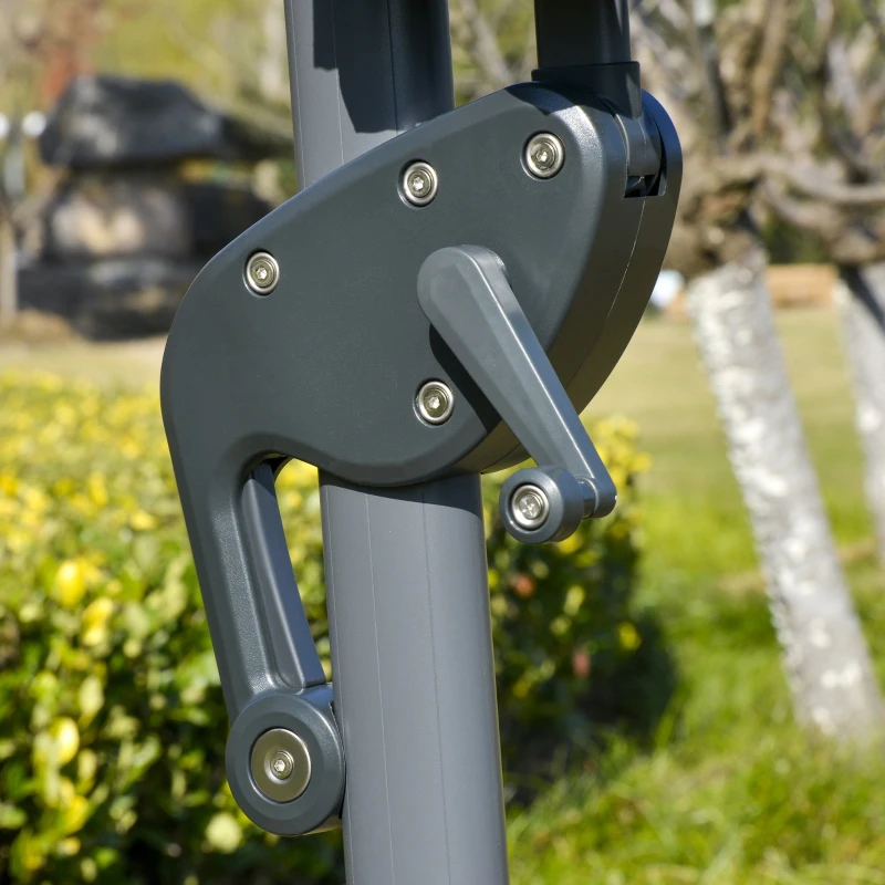 Outsunn Umbrela de Gradina sau Terasa iluminatie LED si Panou solar, Gri