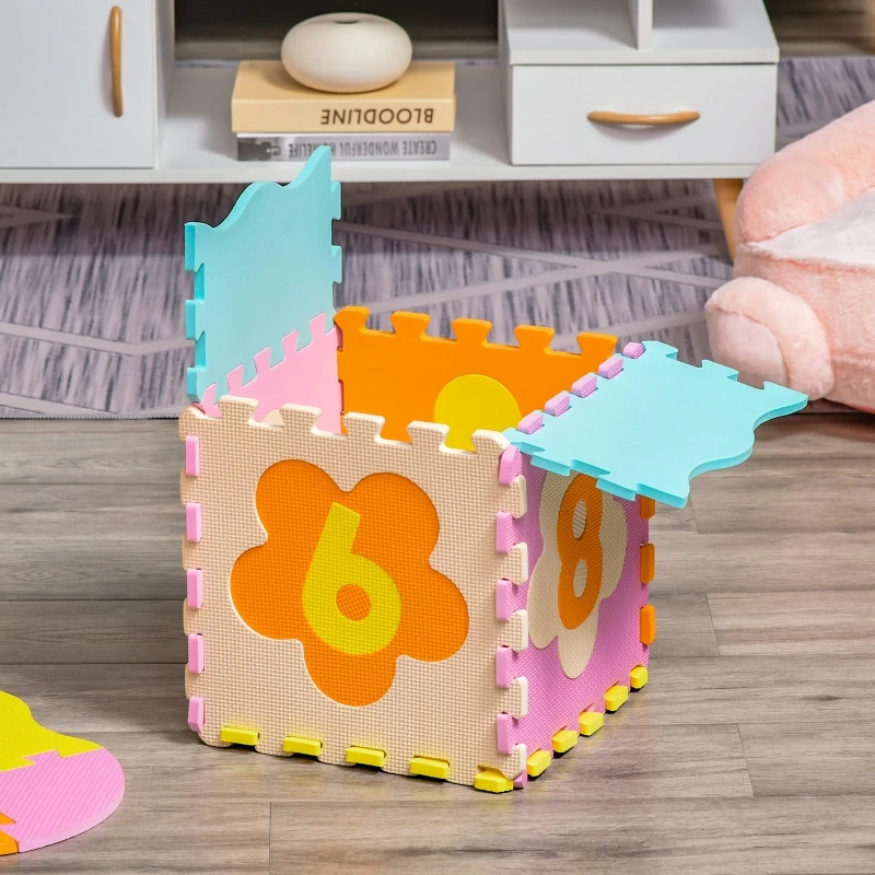 HOMCOM covor tip puzzle, 2 in 1, cu 25 piese, acopera 120 cm