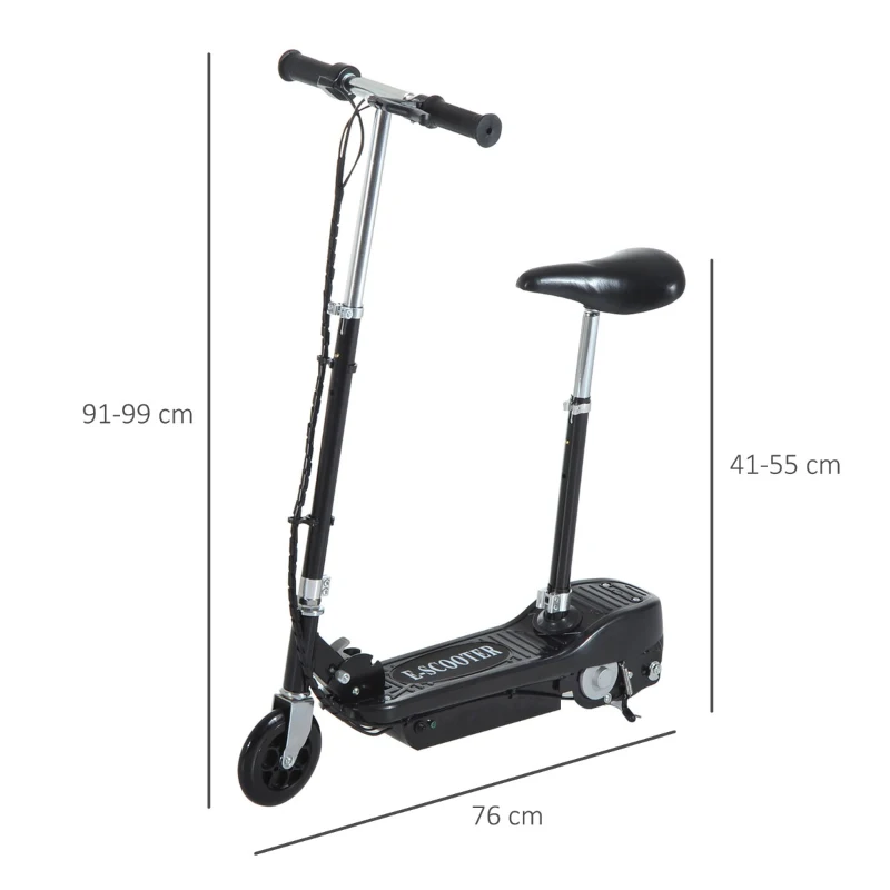 HOMCOM Trotineta Electrica cu Sa pentru Copii Pliabila 120W, Negru