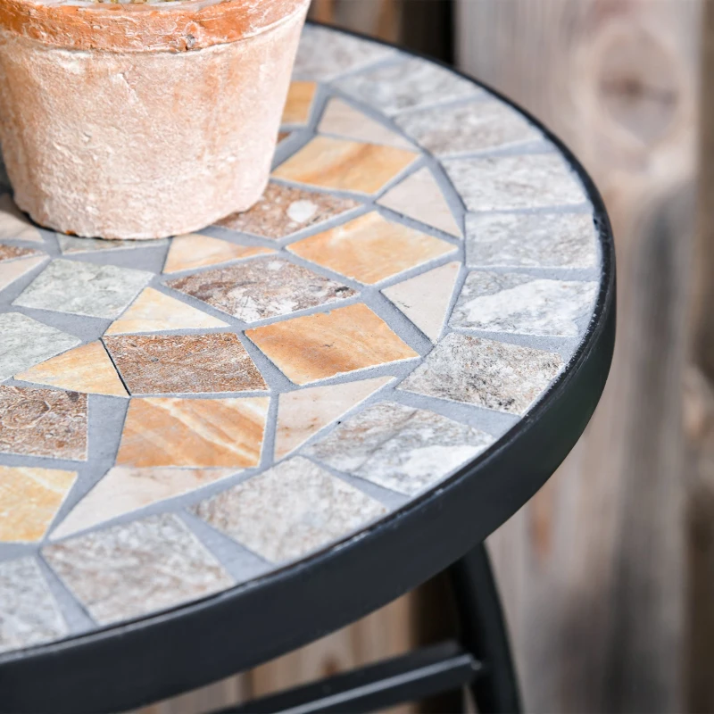 Outsunny Masuta de Gradina si Exterior din Metal si Ceramica Verde si Portocalie