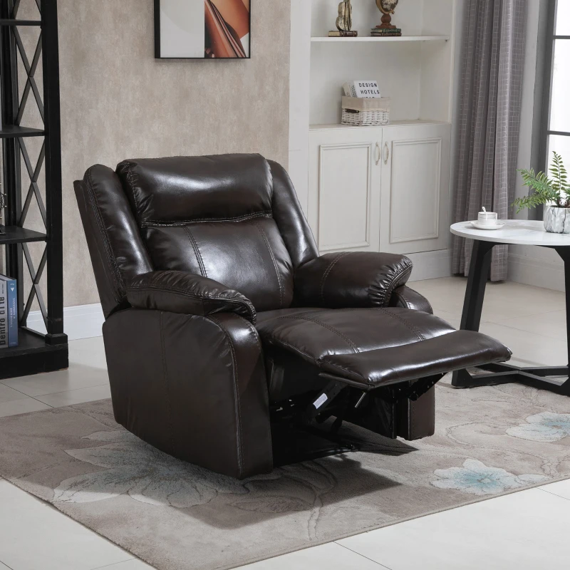 Homcom Fotoliu Rabaltabil 150° din Piele Pu Recliner cu Suport pentru Picioare Integrat, Maro 90x95x100cm