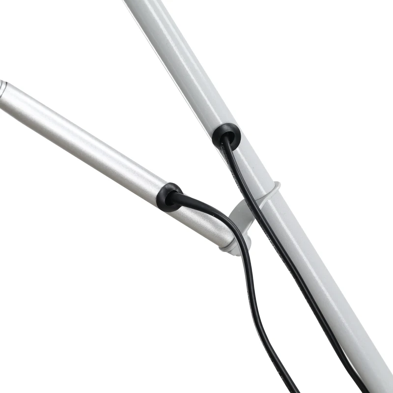 Homcom Lampada da Terra con 2 Paralumi con Collo Flessibile in Acciaio Lampadine E27 E14 Ф28 x 179.5cm
