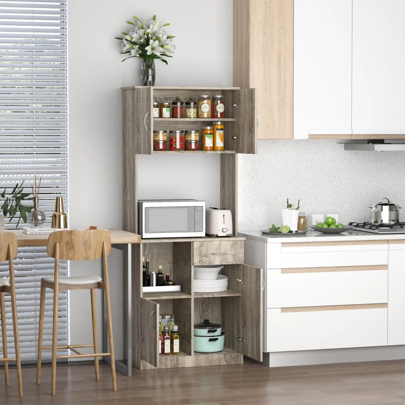 HOMCOM Bufet Modern pentru Bucatarie sau Sala de Pranz, 71x41x178cm - Gri(m-2)