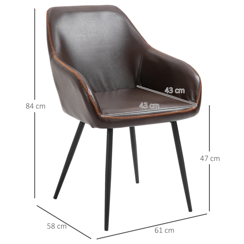 HOMCOM Scaun Stil Industrial, Piele ecologica/Metal, 61x58x84cm, Maro