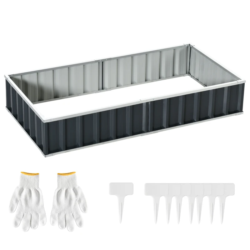 Outsunny Pat de Gradina Inaltat din Tabla de Otel, 174x90x30cm