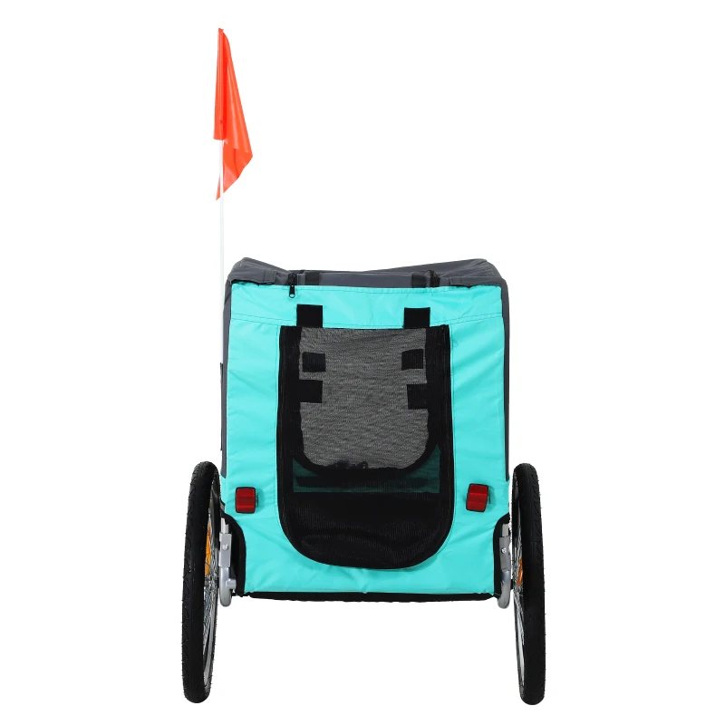 PawHut Rimorchio per Bicicletta per Animali Domestici Ruota 50 cm Impermeabile Azzurro Grigio