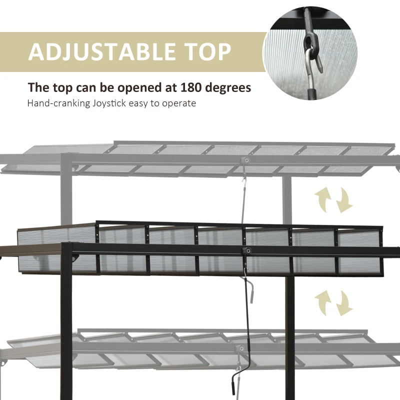 Outsunny pergola cu trapa pentru foisor gradina 3.48x3m, gri